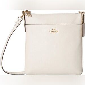 Coach North South Swingpack Crossbody Embossed Textured Leather in Chalk/Gold